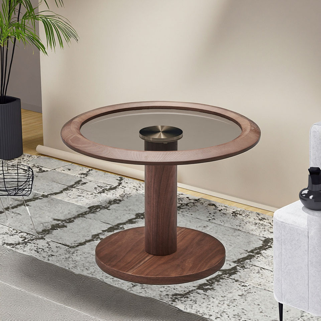 Tabela de conferência de madeira premium Tamanho personalizado acabamento marrom mesa de café moderno para reuniões executivas e lobbies corporativos