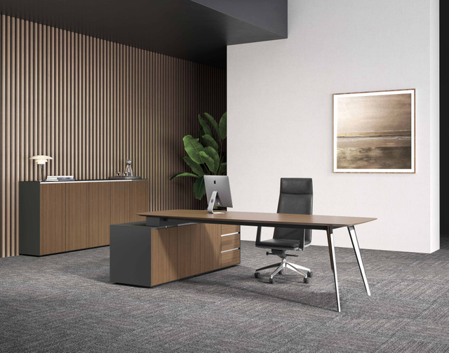 Móbios em forma de L Design de mesa -chefe Modern CEO Gerente de mesa executiva de madeira de madeira para escritório para o office Hotel School