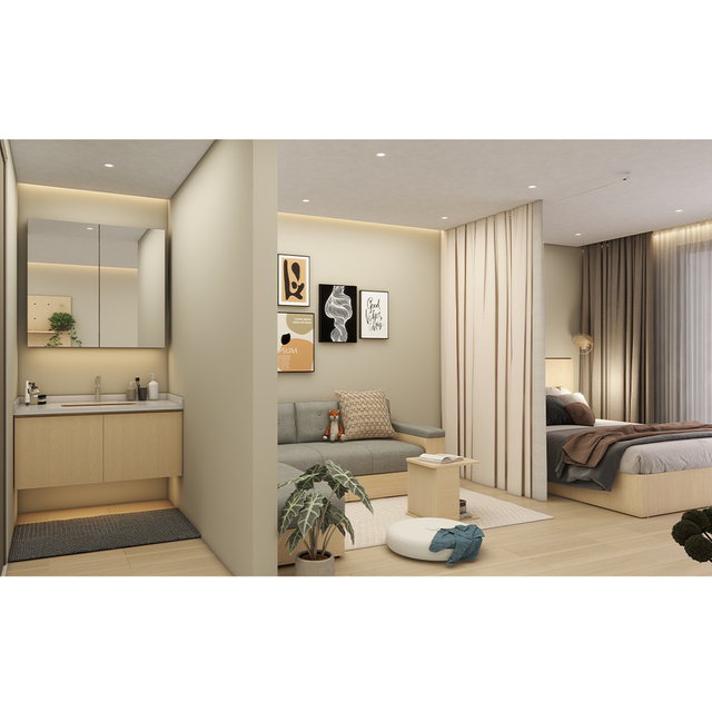 Apartamento Completo Móveis de madeira Conjunto de armazenamento Armário de sapato Rack Cama de guarda