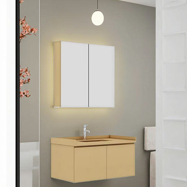 Vaidade do banheiro personalizável Conjunto com revestimento impermeável para pequenas soluções espaciais por proprietários de bricolage DIY