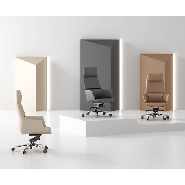 Modern Soft Soft High Density Sponge Seat Leather Giration Cadeiras Executivas para o local de trabalho da área de recepção