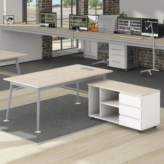 Garantia de qualidade White Modern Wooden Office Desk Table e gabinete móvel com gavetas para escritório executivo