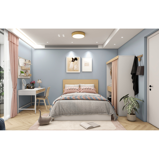 Móveis de apartamentos modernos Conjunto com 2 guarda -roupas 2 camas mesa de cabeceira 2 Mesas Armário de chuveiro armário de chuveiro armário de cozinha