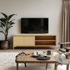 Unidade de parede de TV minimalista para quartos modernos para acabamento de madeira personalizado solução de armazenamento de sala de estar