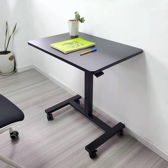 Economizando espaço para cima e para baixo na mesa pneumática de altura ajustável mesa para laptop para mesa ou mesa lateral exagerada
