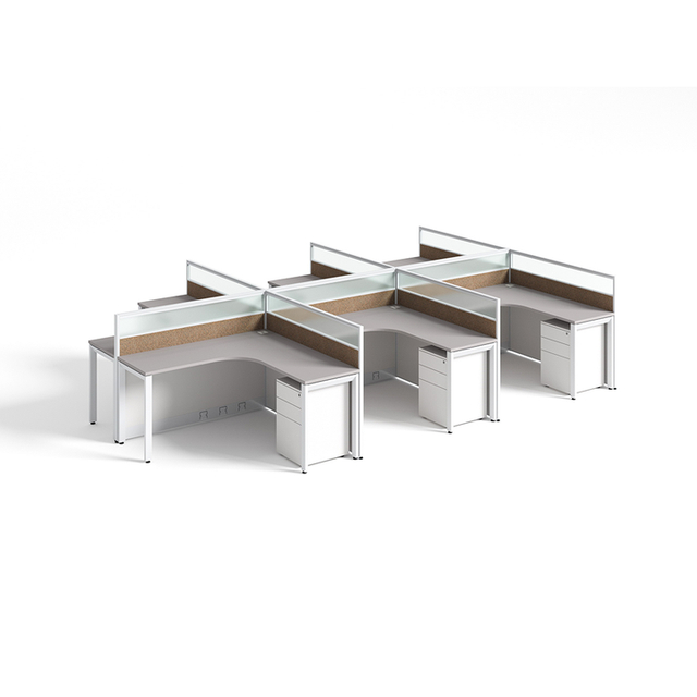 Modern Space Saving Design Business Office Sond Proof Funcionário Desk para funcionários com gabinete de arquivos e tira de energia