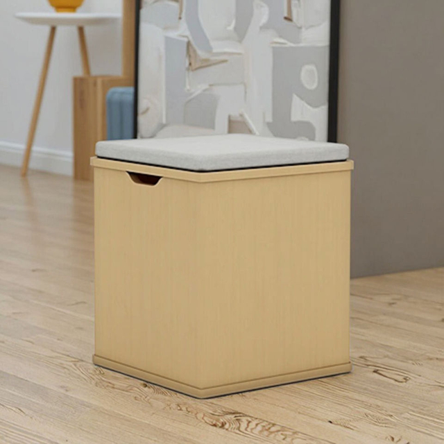 Design quadrado compacto Sala de estar leve e durável de armazenamento minimalista de madeira móveis para casa pequenas fezes de madeira