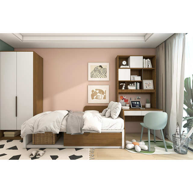 Cama de madeira compacta e ecológica para urbanos minimalistas de madeira de madeira com gaveta oca