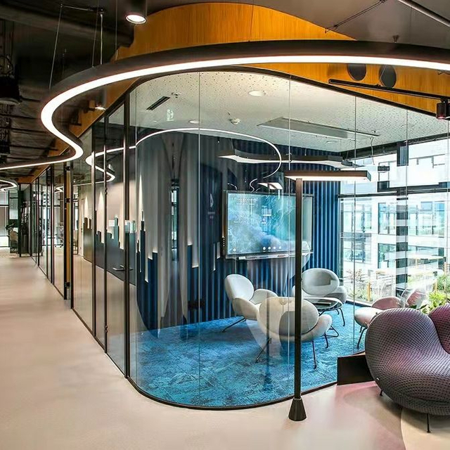 OEM ODM de vidro curvado Partição de parede de parede de parede de parede moderna design space design personalizável painel