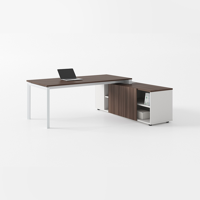 A mesa do gerente de escritório de madeira moderna personalizada com gabinete móvel para estudo