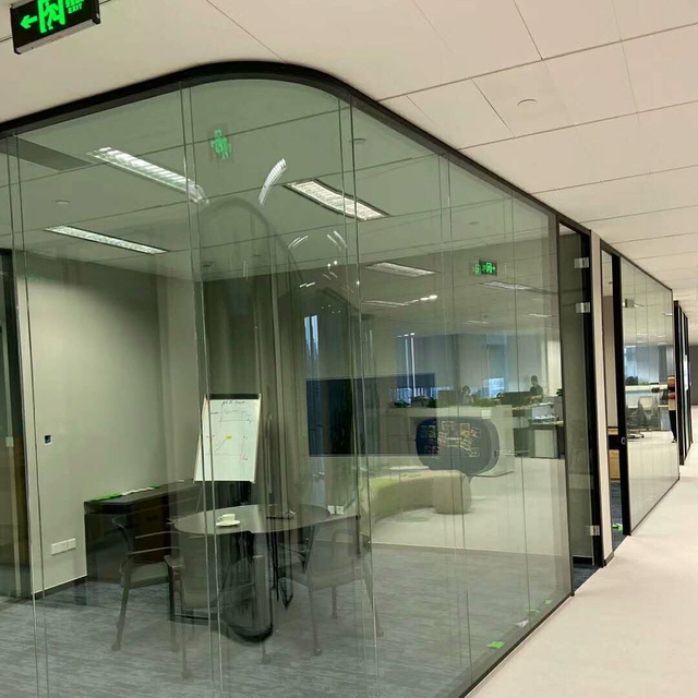 Design moderno Panorâmico Recepção Sala de Aço Aço Alumínio da Estrutura Duas Videira Parede de Partição de Vidro Duas Vidro Sistema