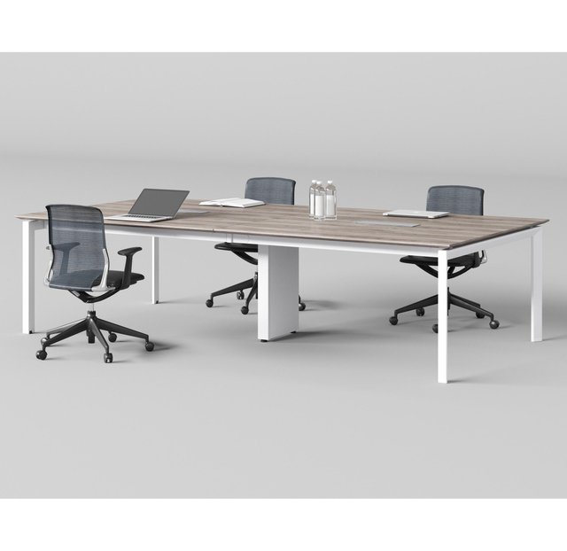 Materiais padrão de fábrica de madeira com quadro de aço da mesa da mesa de conferência Mesa