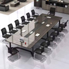 Tabela de conferência moderna de madeira maciça de madeira top aço de comprimento personalizado mesa da sala de reuniões