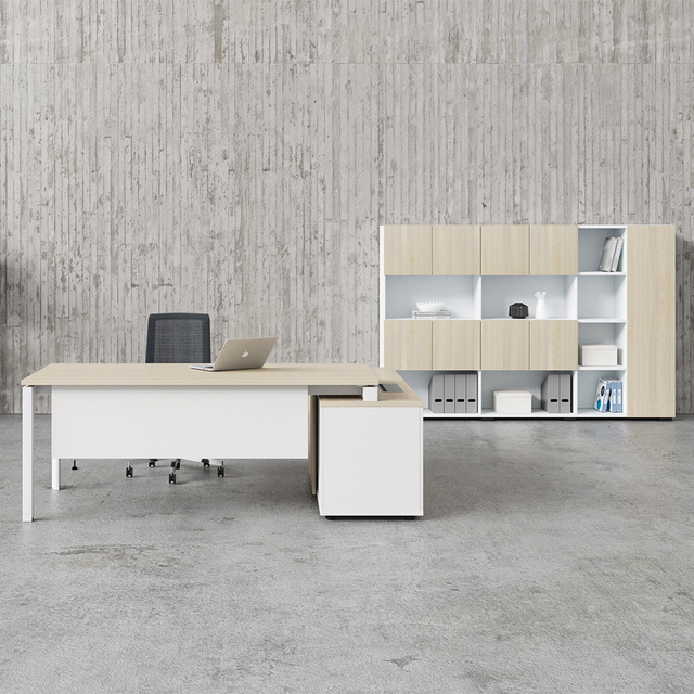 Mesa principal de madeira de CEO moderno de alta qualidade CEO Média de madeira com sub-cabinete para gerente