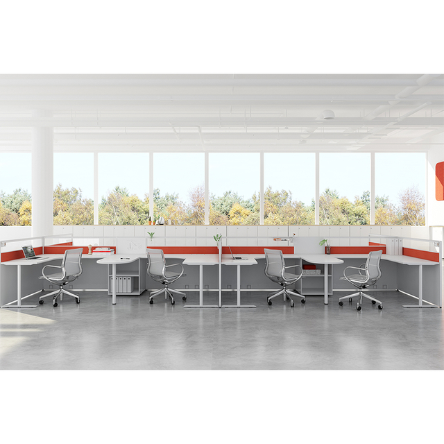 Modern Minimalist Office Reception Desk para funcionários estilos de trabalho simples, estação de trabalho robusta com armazenamento