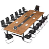 Tabela de conferência moderna de madeira maciça de madeira top aço de comprimento personalizado mesa da sala de reuniões
