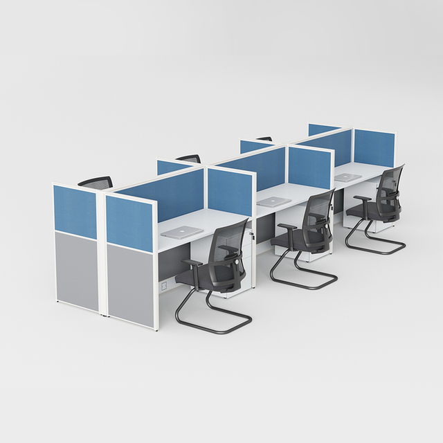Ministros de mobília profissional de estilo minimalista Desk em cor azul para funcionários estação de trabalho ergonômica