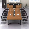 Tabela de conferência moderna de madeira maciça de madeira top aço de comprimento personalizado mesa da sala de reuniões