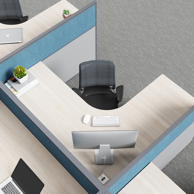 Mesa de trabalho da equipe contemporânea Design simples Design de madeira durável Desktop Blue Office Desk